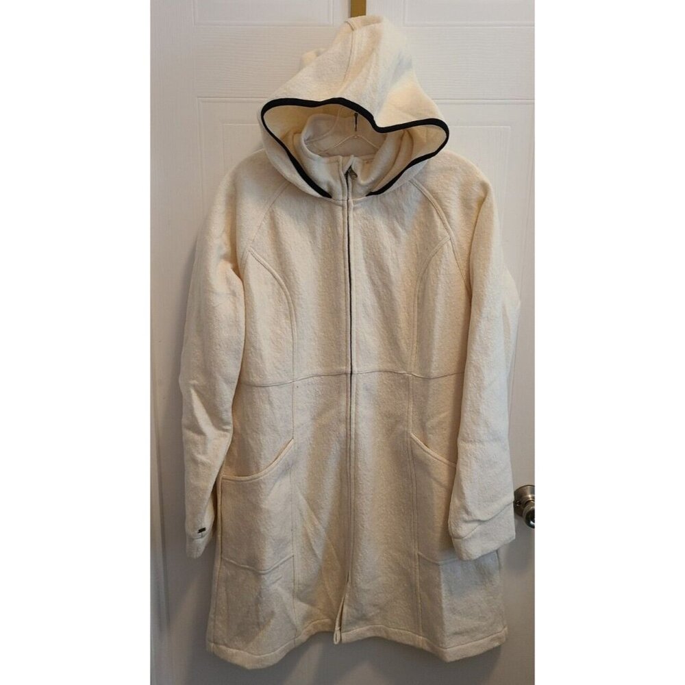 Mountain Khakis Women's Long Hooded Jacket Merino Wool Blend Cream Size‎ XL